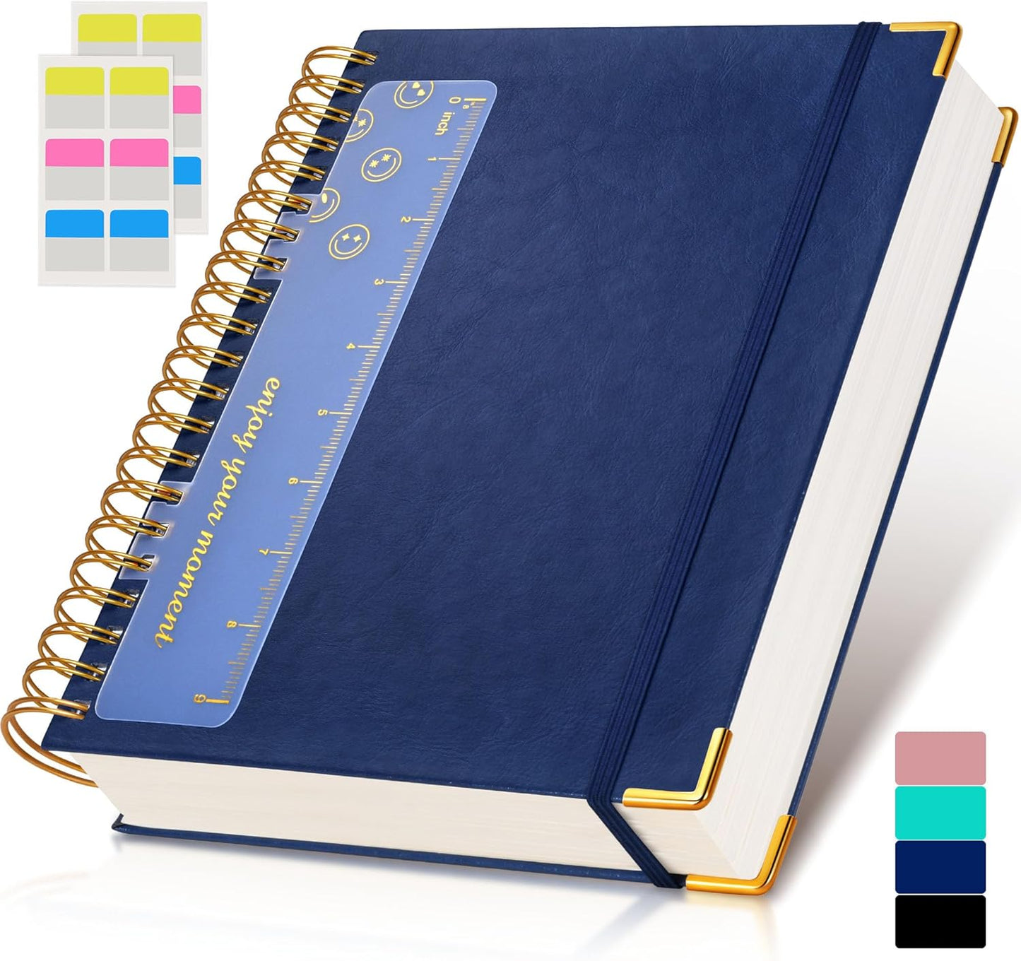 Large Hardcover Spiral Journal, 300 Pages, Thick Paper, Navy