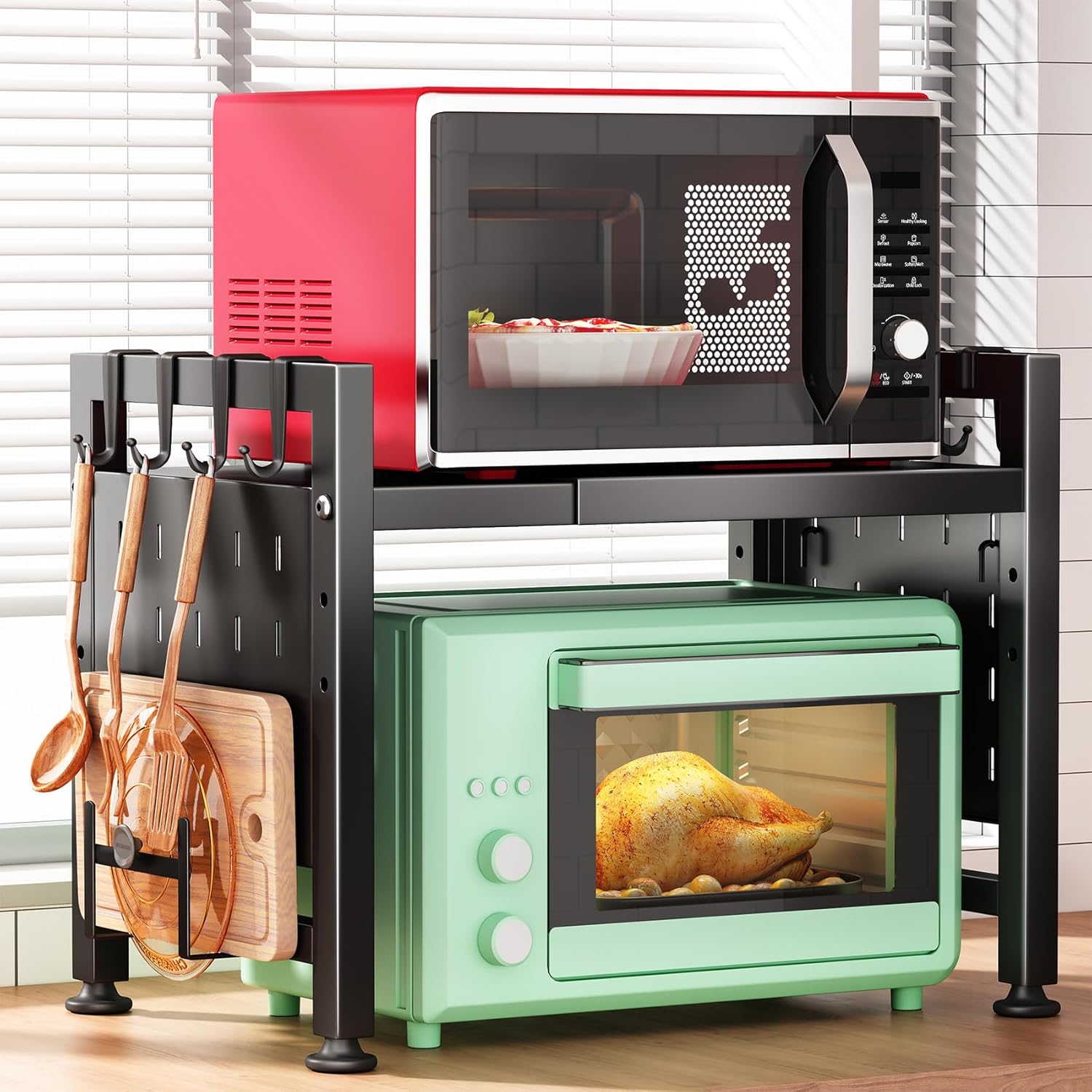 Adjustable Microwave Oven Rack - Organize with Ease!
