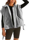 Womens Sherpa Fleece Vest Oversized Sleeveless Jacket (Style 7V1L)