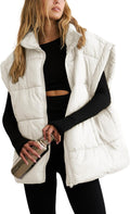 Women Oversized Puffer Vest - Lightweight Quilted Mid-Length