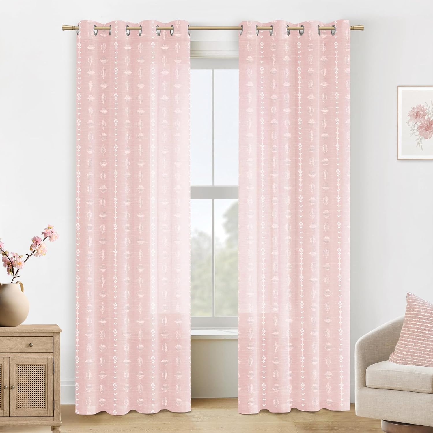 Elegant Blush Pink Curtains for Girls Room by Lino Rosa
