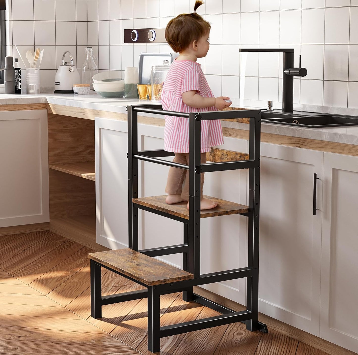 Kitchen Step Stool for Toddlers - Height Adjustable Learning Tower