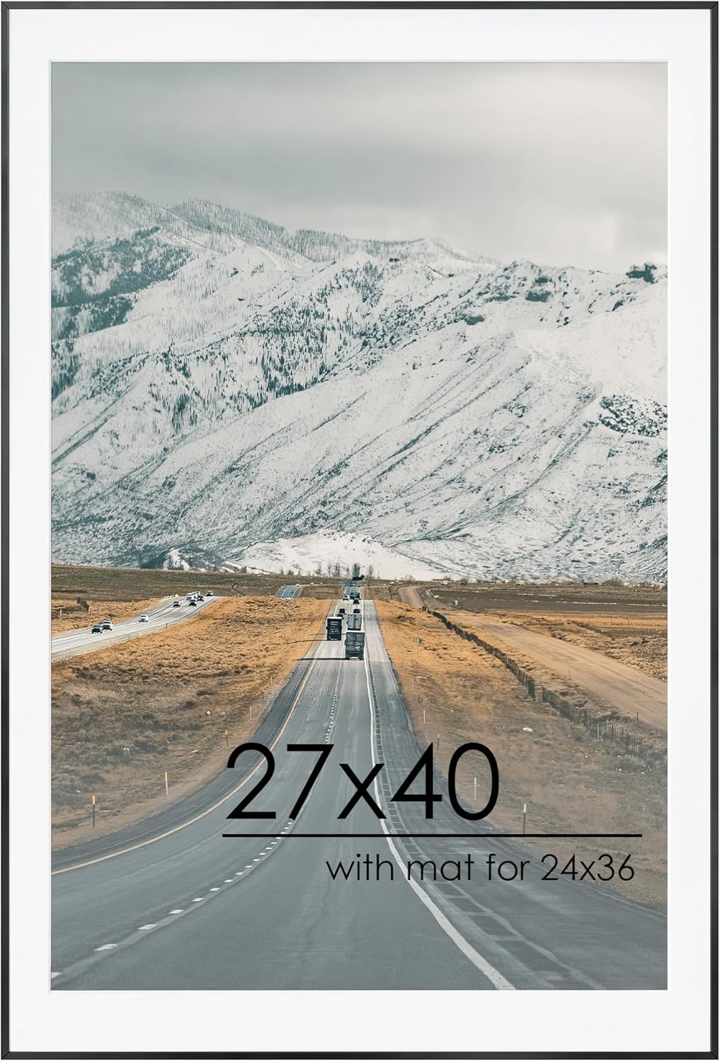 27x40 Metal Picture Frame for Wall with Mat for 24x36 Photos