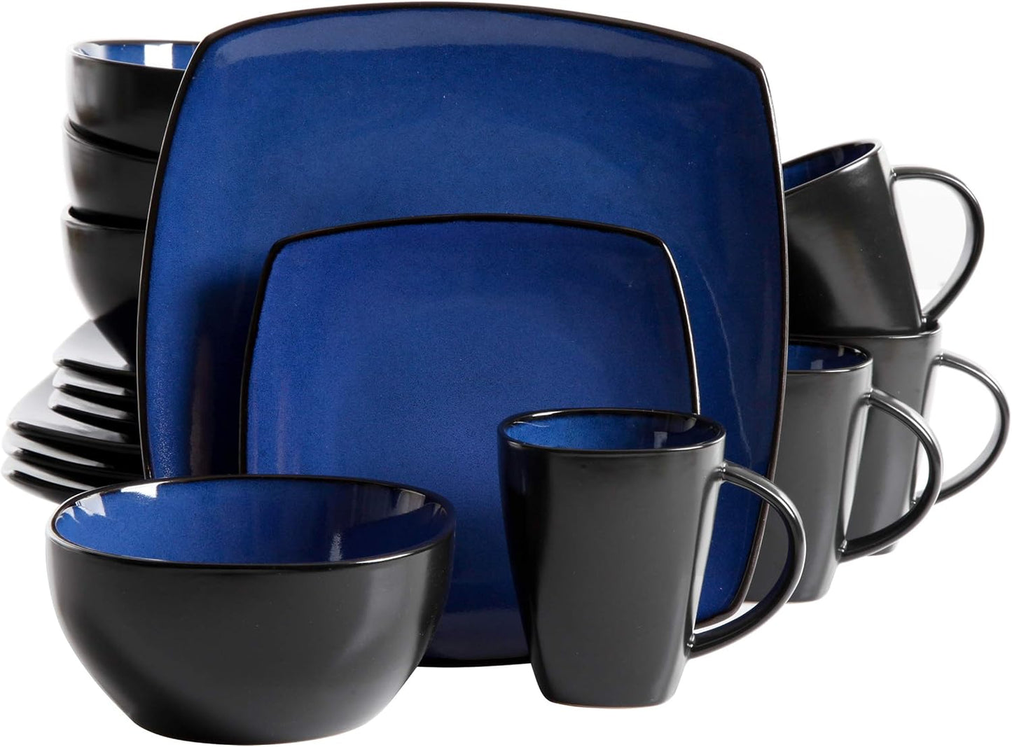 Gibson Elite Soho Lounge Square Reactive Glaze Dinnerware Set