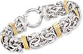 Sterling Silver and 14kt Yellow Gold Byzantine Station Bracelet