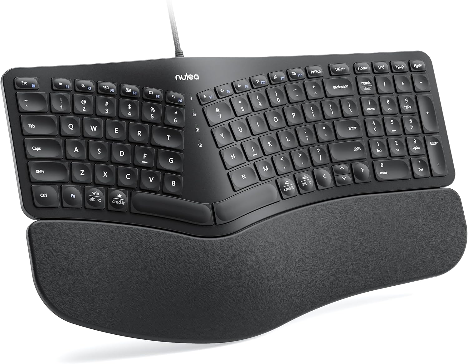 Nulea Split Ergo Keyboard, Cushioned Wrist Rest, Adjustable Tilt Legs