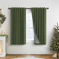 Pitalk Olive Green Blackout Curtains 63 in Length - Room Darkening