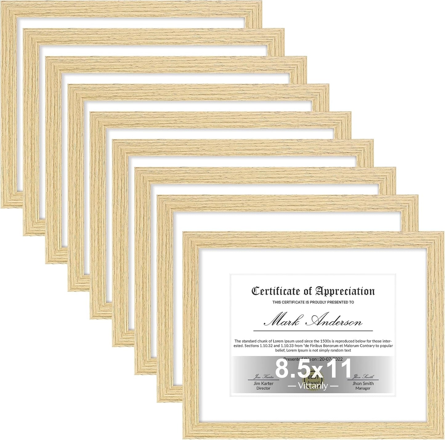 Vittanly 8.5x11 Picture Frames Set of 9 for Wall or Tabletop