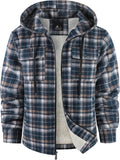 SCODI Men's Flannel Shirt Jacket Sherpa Lined Plaid Hoodie - Warm HIGH