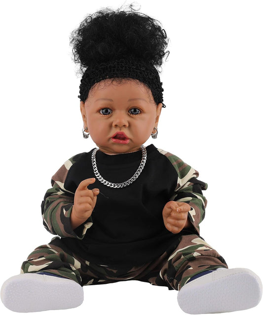 Realistic African American Reborn Baby Doll - 22.8 Inch