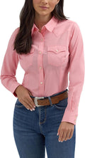 Women's Cool Blue Retro Long Sleeve Western Shirt - Slim Fit