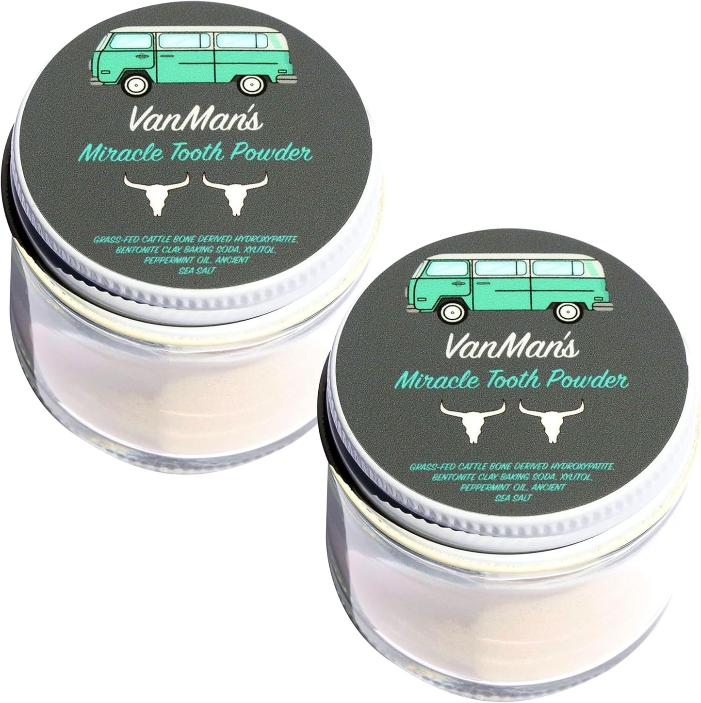 Vanmans Mint and Bone Tooth Powder for Strong Teeth and Enamel