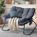 LotFun Papasan Rocking Chair - Oversized Patio Rocker with Cushion