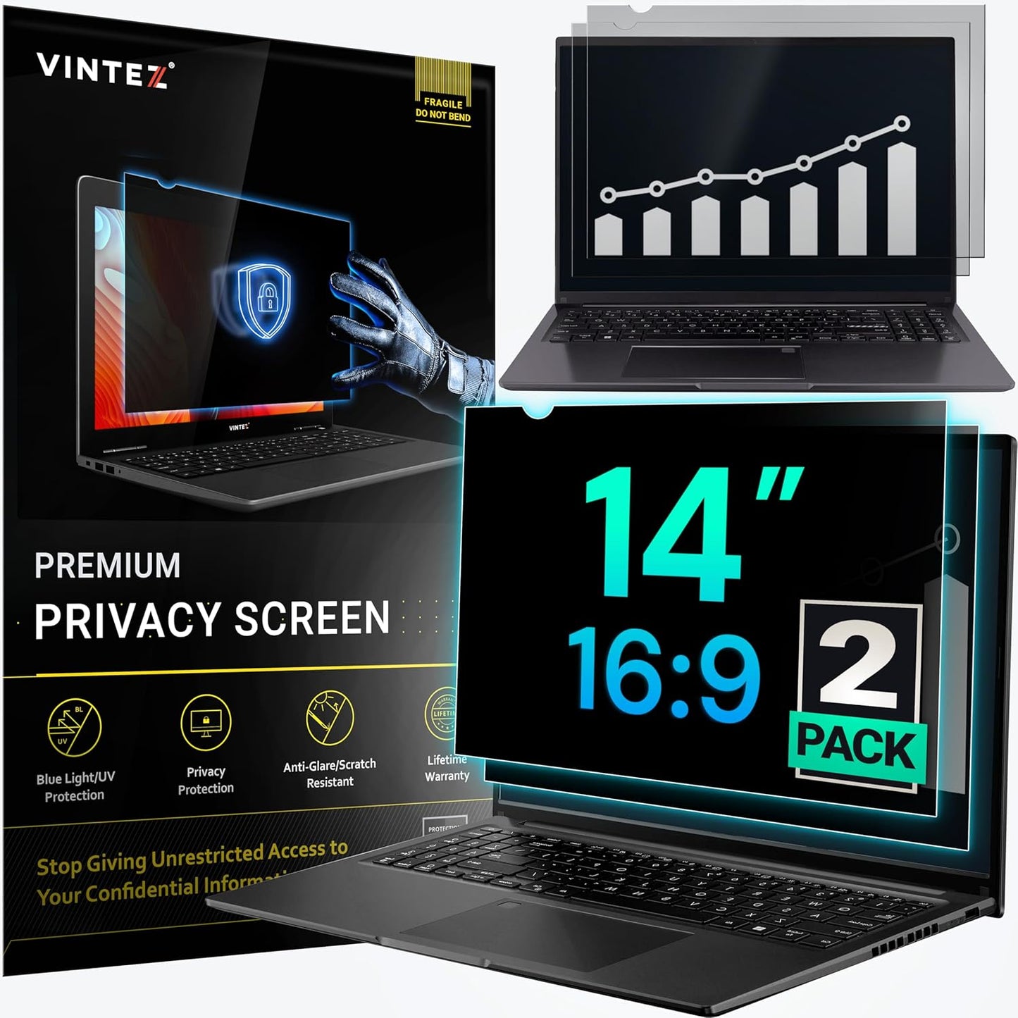 VINTEZ 14 Inch Privacy Screen for Computer Monitor and Laptop