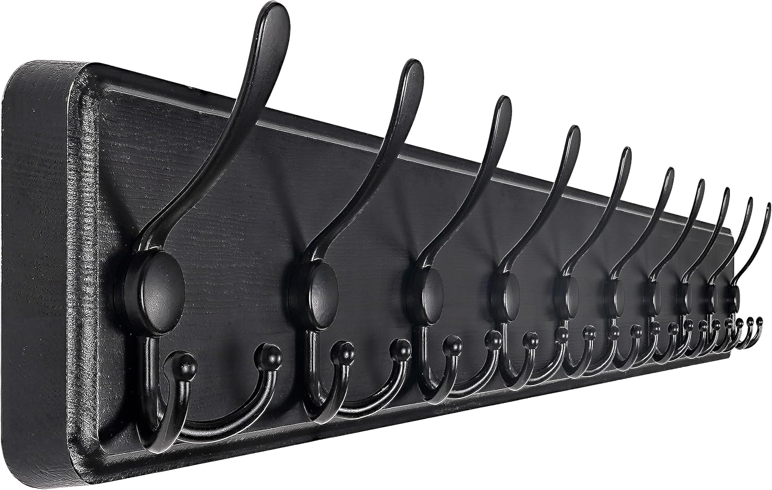 Rustic Wall Mounted Coat Rack with 10 Hooks for Heavy Duty Use