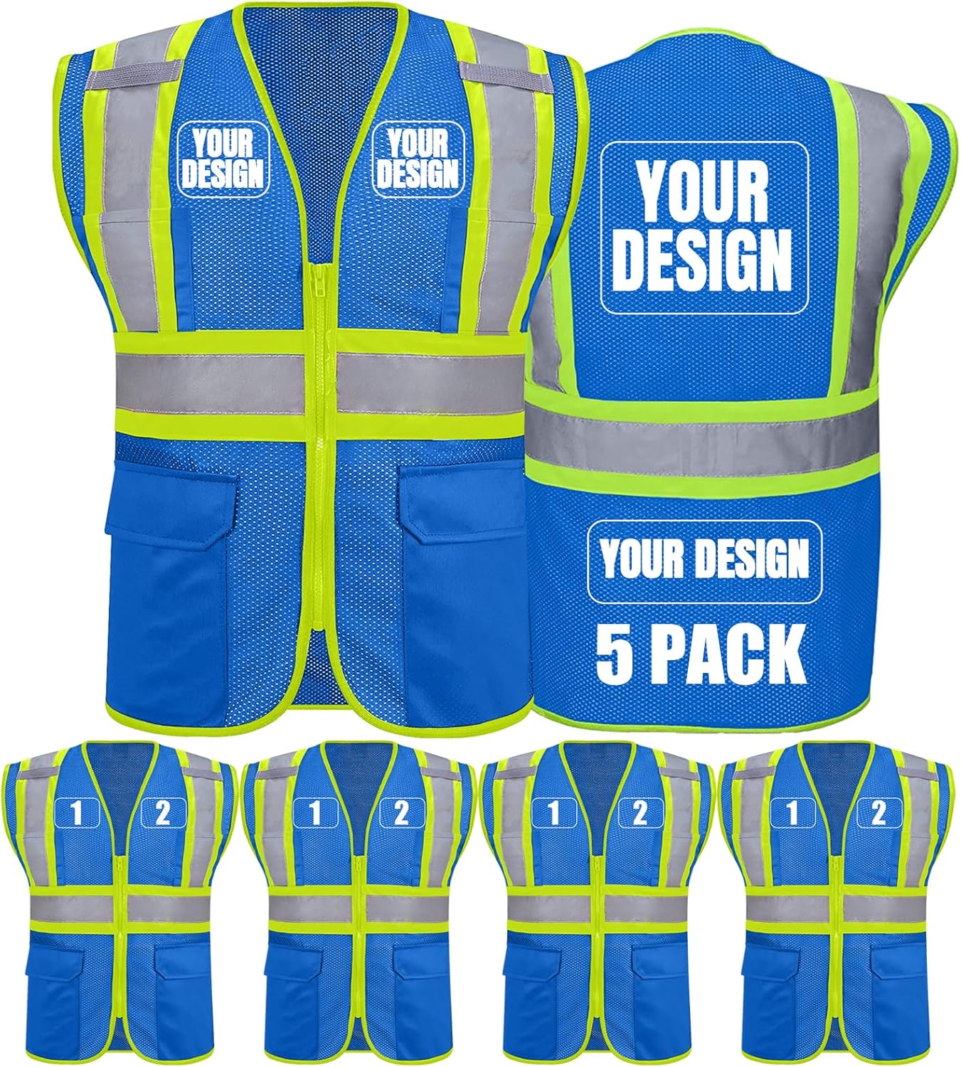 Custom Safety Vest with Pockets for High Visibility Workwear