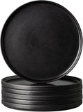 Matte Black Stoneware Dinner Plates Set of 6 10.5 in - Reactive Glaze