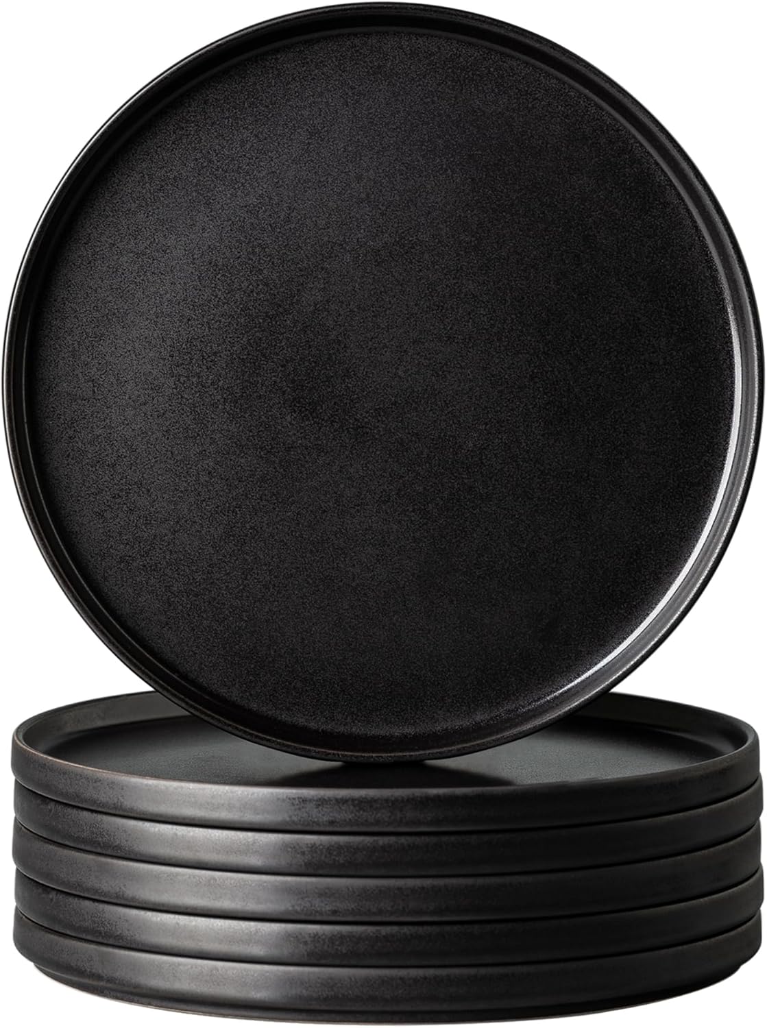Unique Reactive Matte Black Dinner Plates Set of 6 for Modern Dining