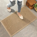 Beige Sturdy Front Door Mat - Absorbent Mud & Non-Slip Entry Mat