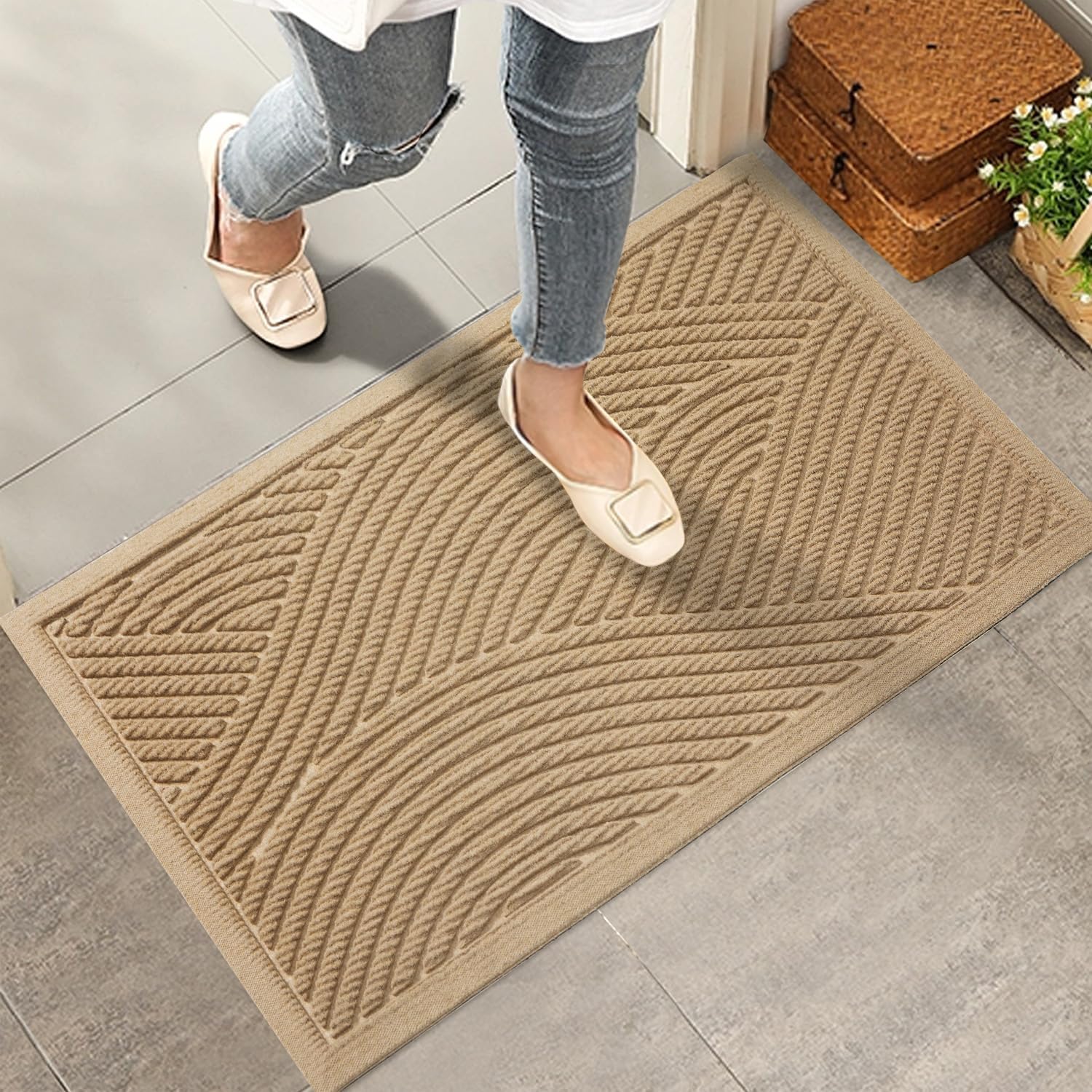 Sturdy Front Door Mat for Indoor Outdoor Use, Non-Slip Design