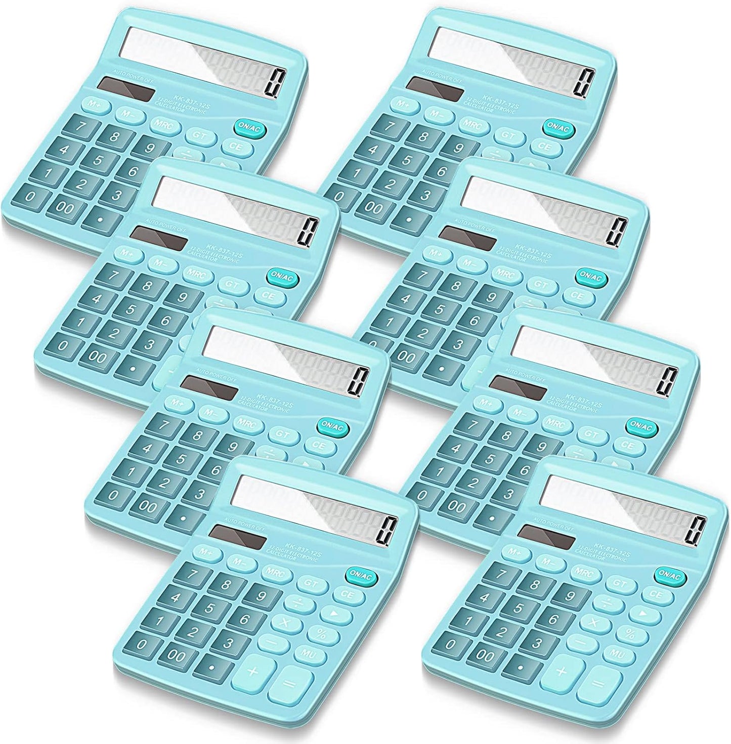 12-Digit Dual Power Calculator - Blue