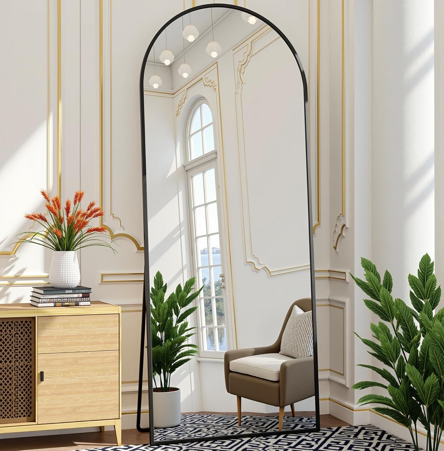 Arched Floor Mirror 57in x 20in Full Length Mirror for Home