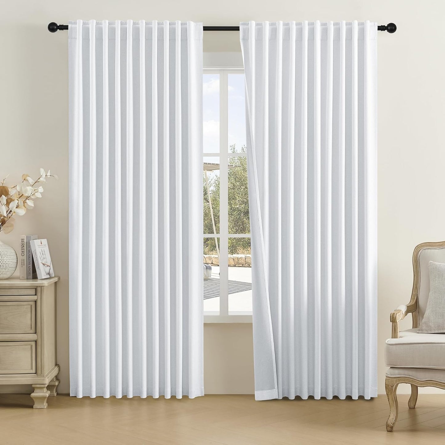 DUALIFE 100% Linen Blackout Curtains for Stylish Home Decor