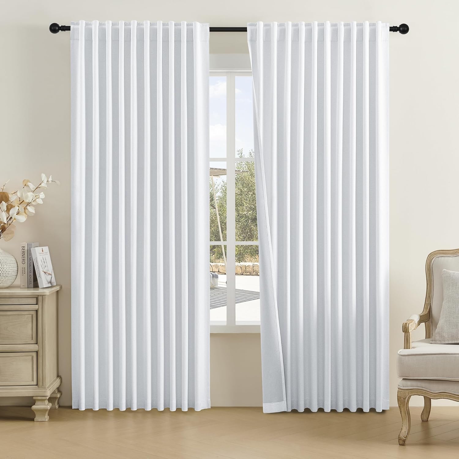 DUALIFE 100% Linen Blackout Curtains for Stylish Home Decor
