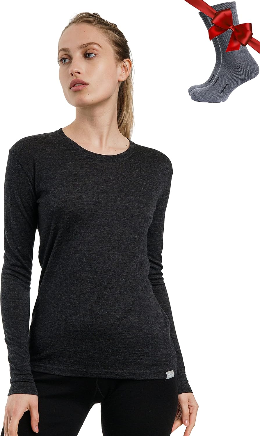 Merino Wool Base Layer Women - Comfortable Thermal Shirt & Socks
