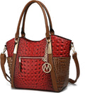 MKF Collection Tote Bag for Women Vegan Leather Top-Handle Purse Croco