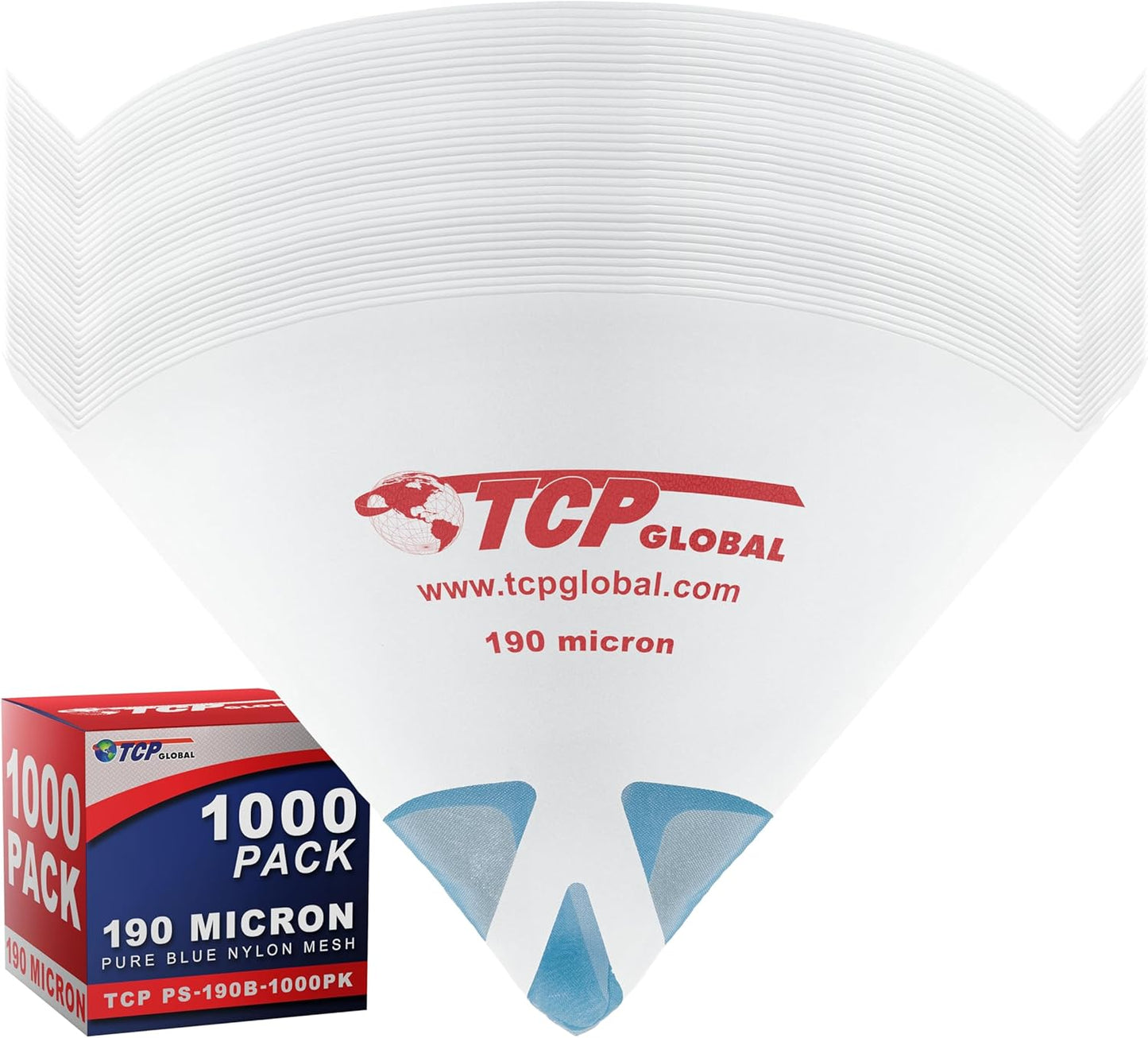 TCP Global 190 Micron Filter Tips for Ultra-Fine Paint Straining