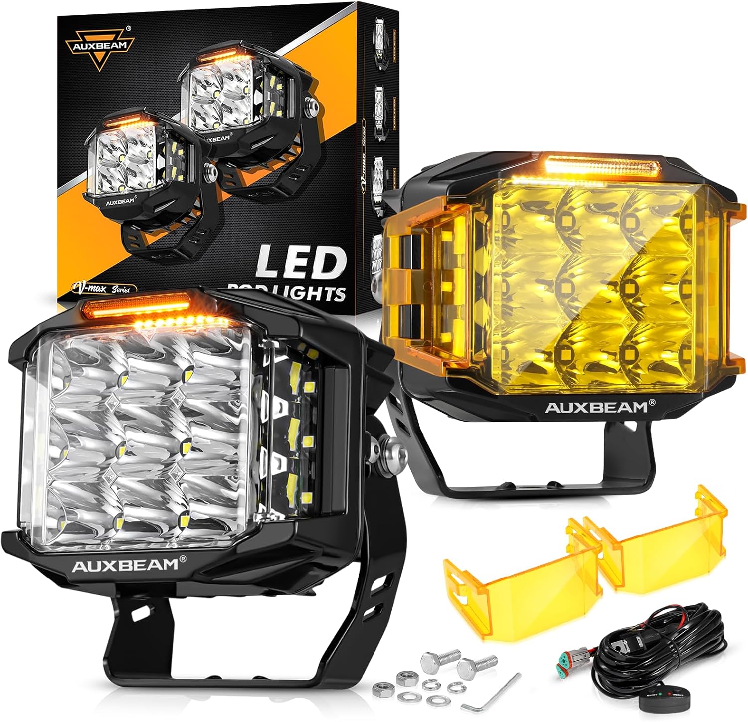 Auxbeam 5in 168W LED Cube Pods for Offroad Driving Light