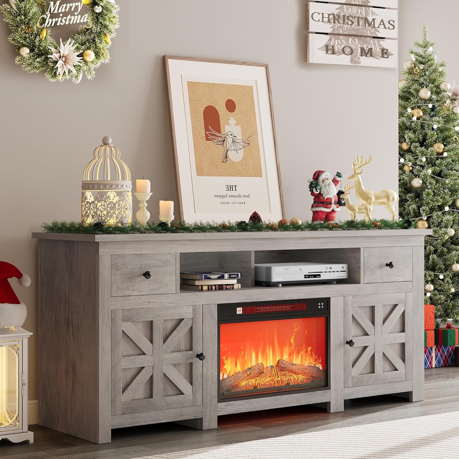 YITAHOME Electric Fireplace TV Stand for TVs up to 80 Inches