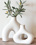 Set of 2 Minimalist White Donut Vases | Elegant Home Decor