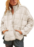 Quilted Puffer Jacket Women Lightweight Short Zip Up Padded Coat two