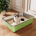 Stainless Steel Litter Box Large High Sided Cat Pan - Easy Clean
