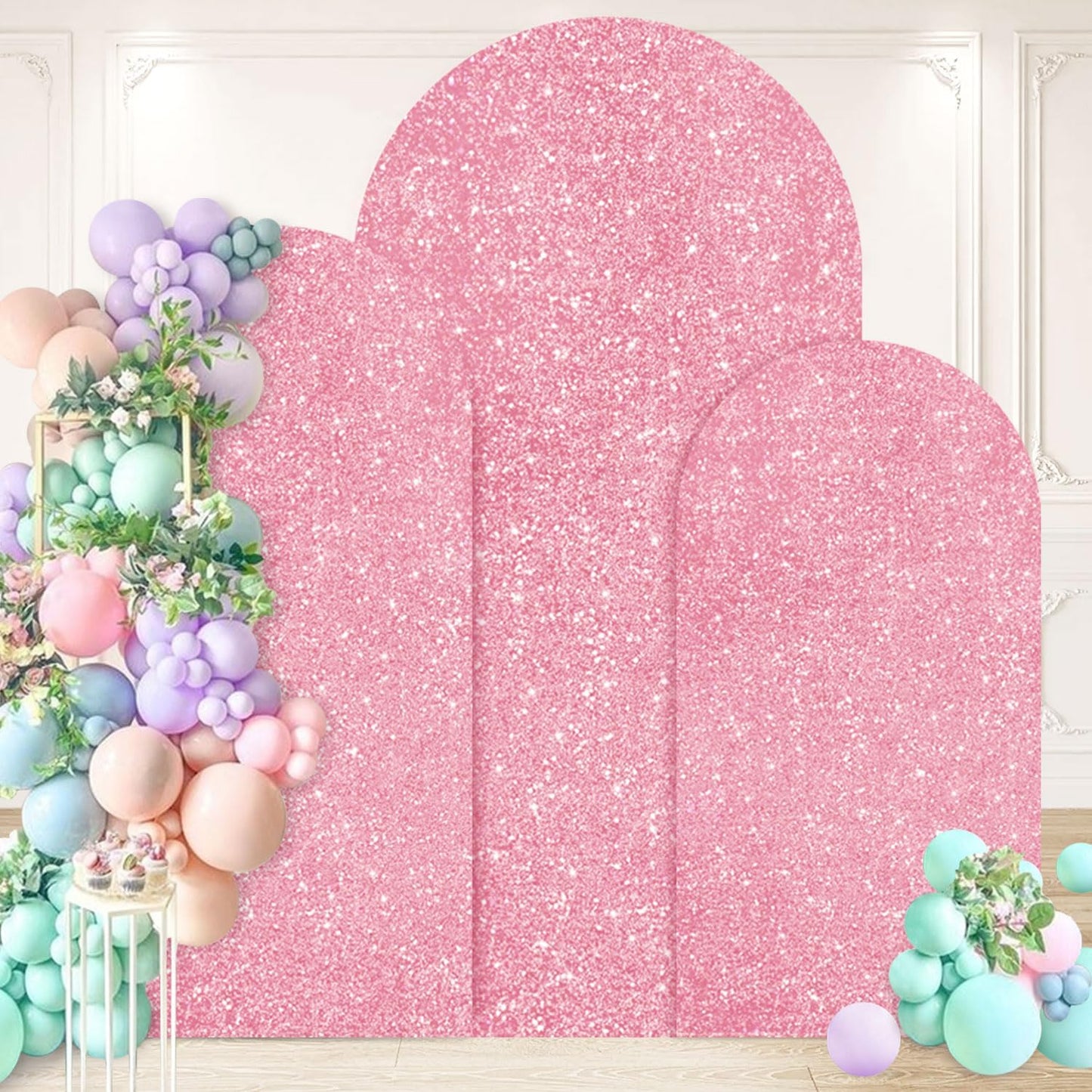 Sequin Wedding Arch Backdrop Cover Set of 3 for Glam Decor