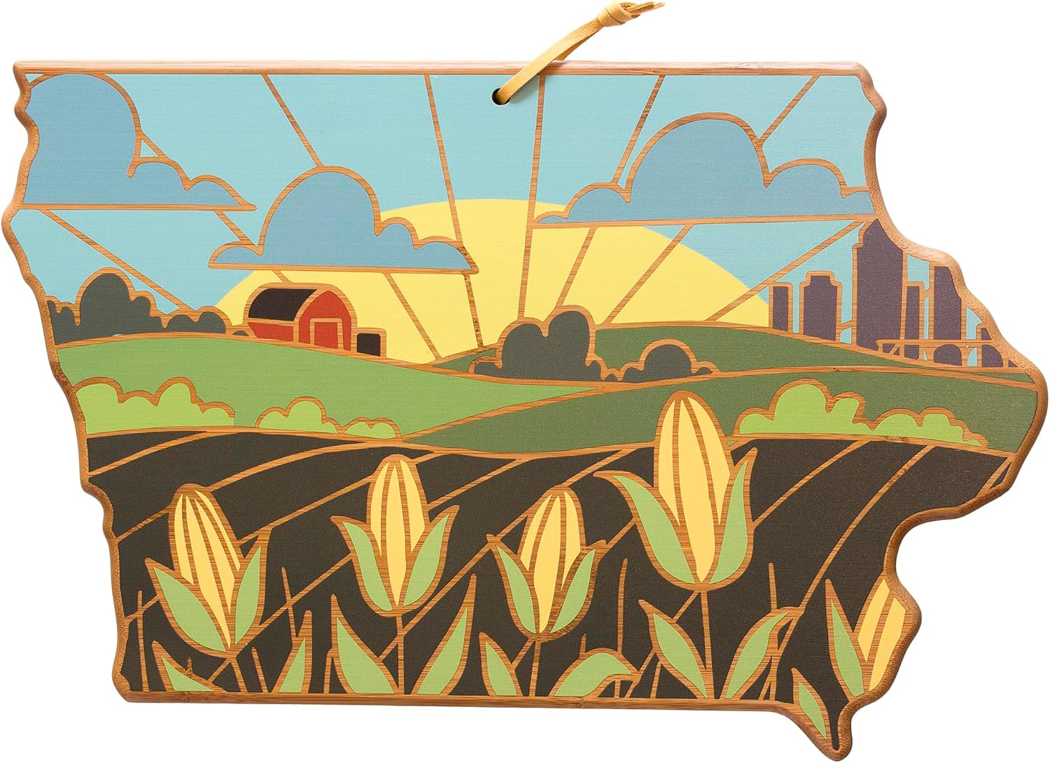 Iowa State Shaped Cutting Board and Charcuterie Platter Gift