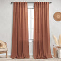 KOUFALL Terracotta Linen Sheer Curtains 52x90 in - Light Filtering