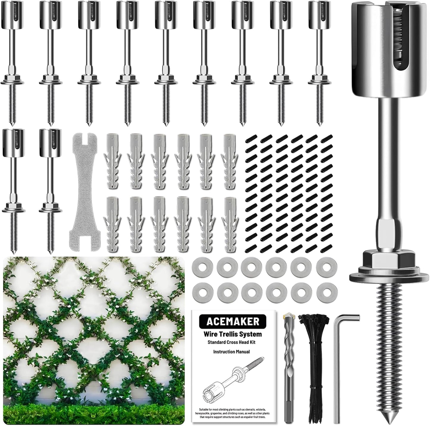 Wire Trellis for Climbing Plants Outdoor - 12 pcs Kit for Growth