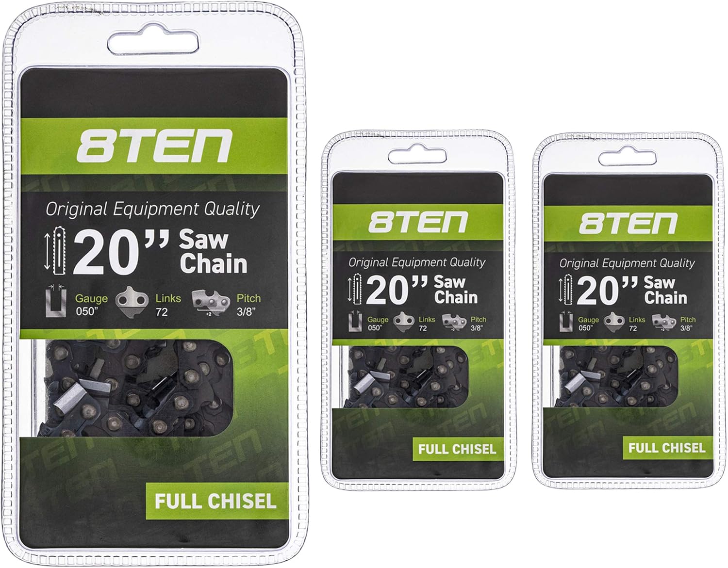 8TEN Chainsaw Chain for Stihl and Husqvarna 20 inch 3 Pack