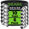 GEARit XLR Male to Female Microphone Cable - 10 Feet, 6-Pack