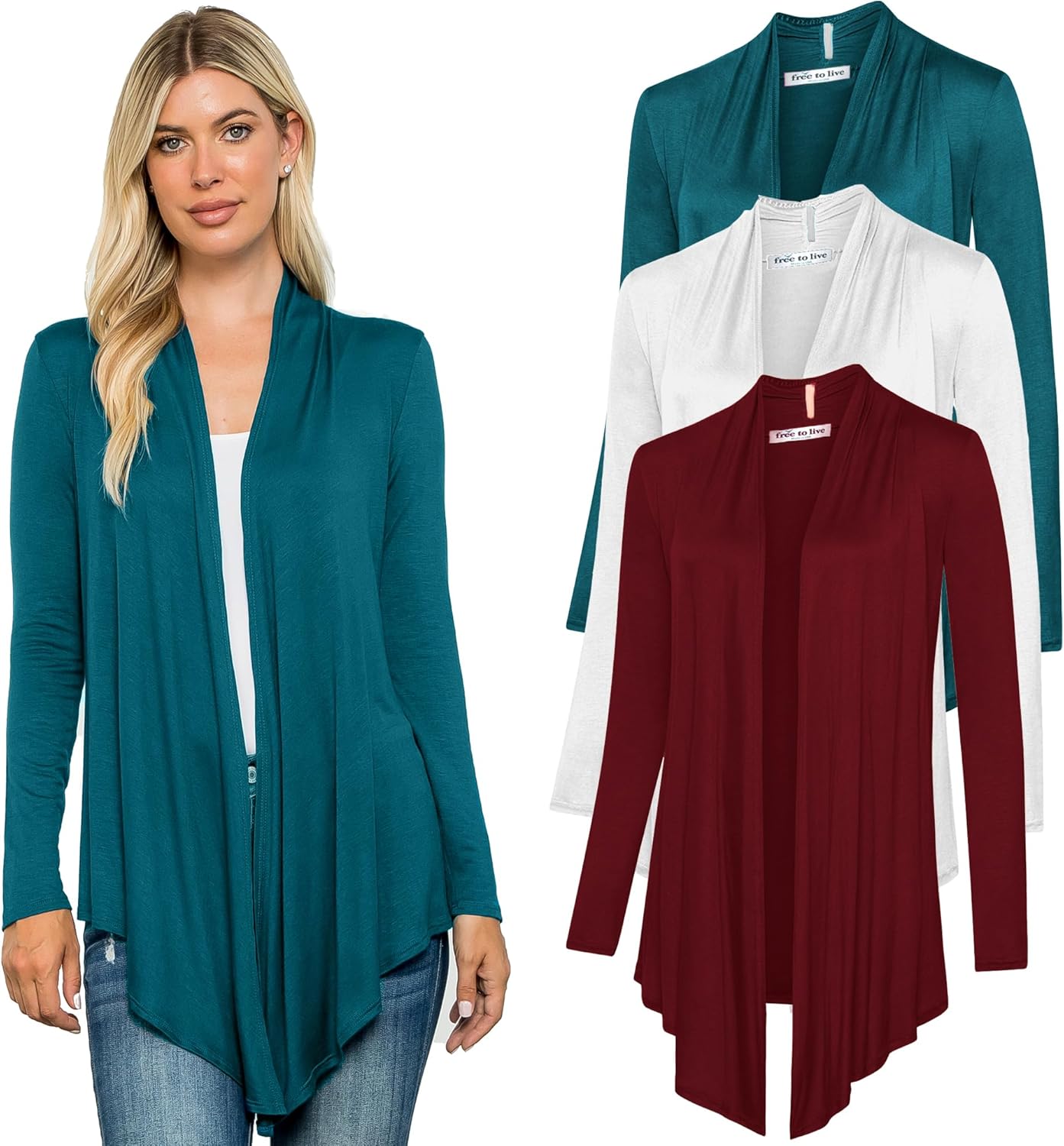 Free to Live 3 Pack Long Sleeve Cardigans for Women