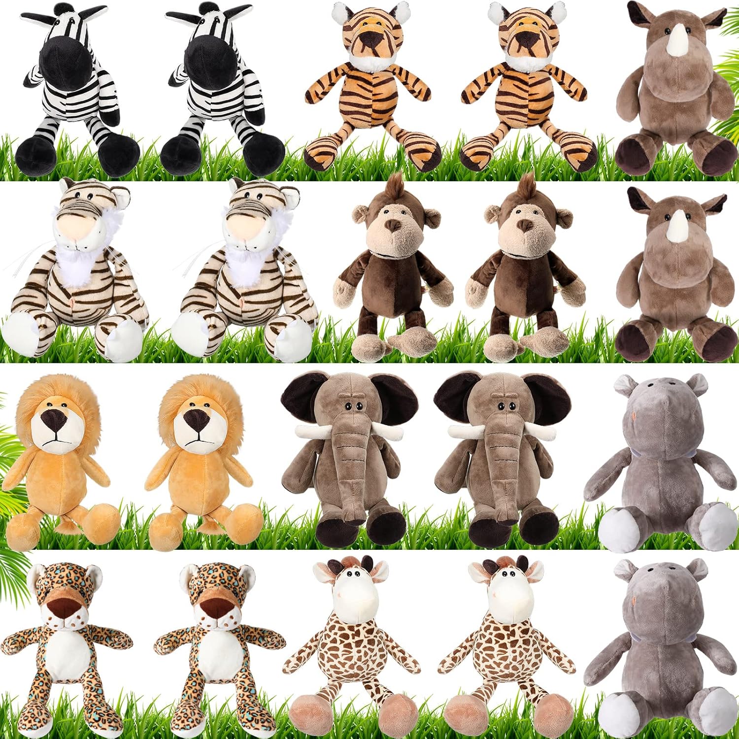 HyDren 20 Pcs Safari Stuffed Animals for Jungle Fun and Play