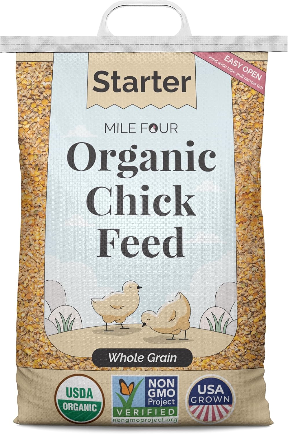 Organic Chicken Feed Starter Chick Whole Grain Non-GMO 23 lbs