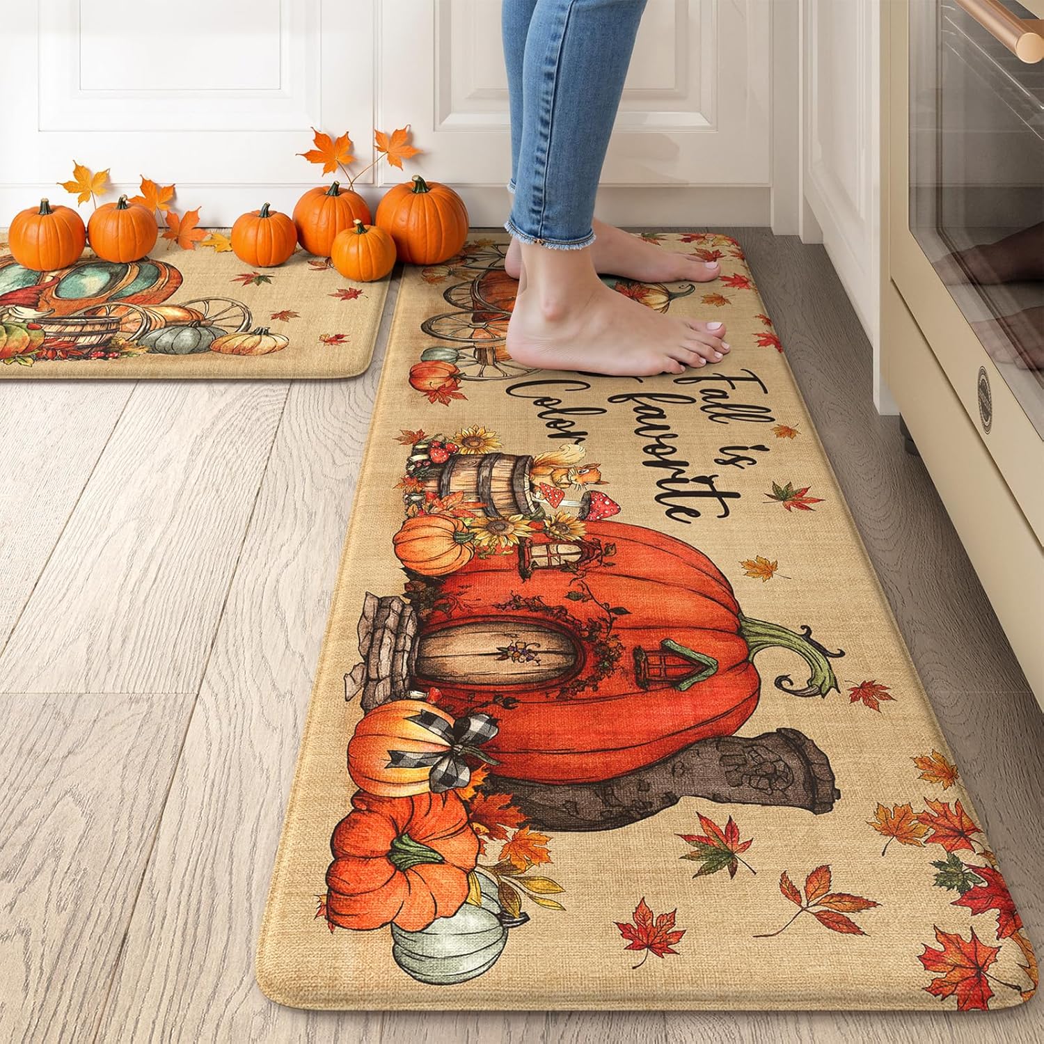 Collive Kitchen Mats Cushioned Anti Fatigue for Fall Decor