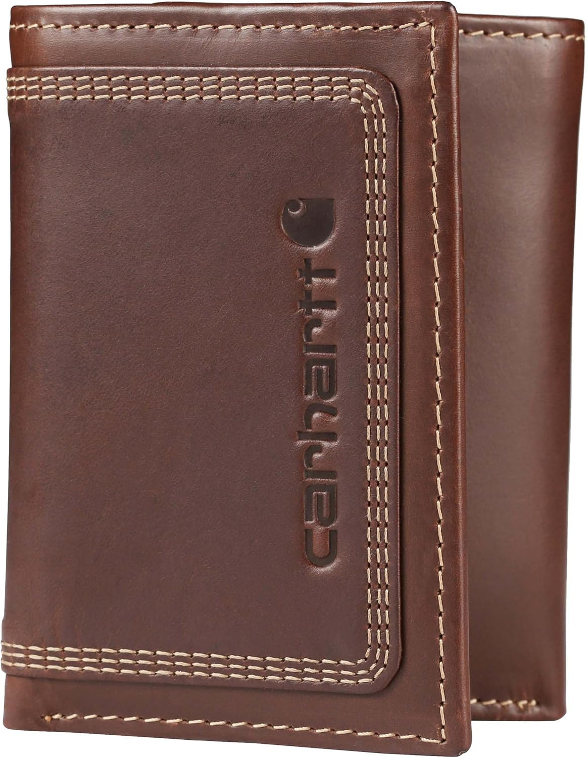 Carhartt Men's Rugged Leather Triple Stitch Wallet for Durability