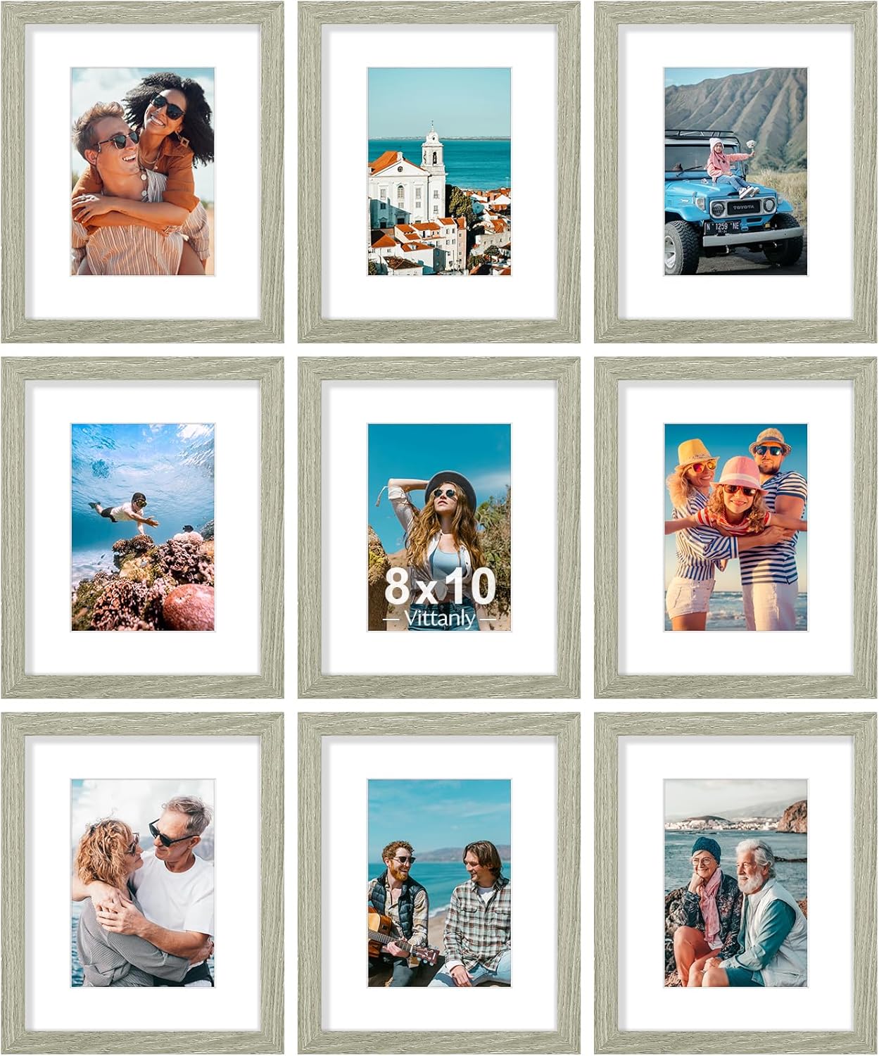 Vittanly 8x10 Picture Frames Set of 9 for Wall or Tabletop