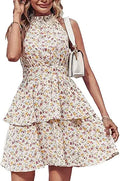 PRETTYGARDEN Women's Halter Neck Floral Sundress - Lightweight Tiered