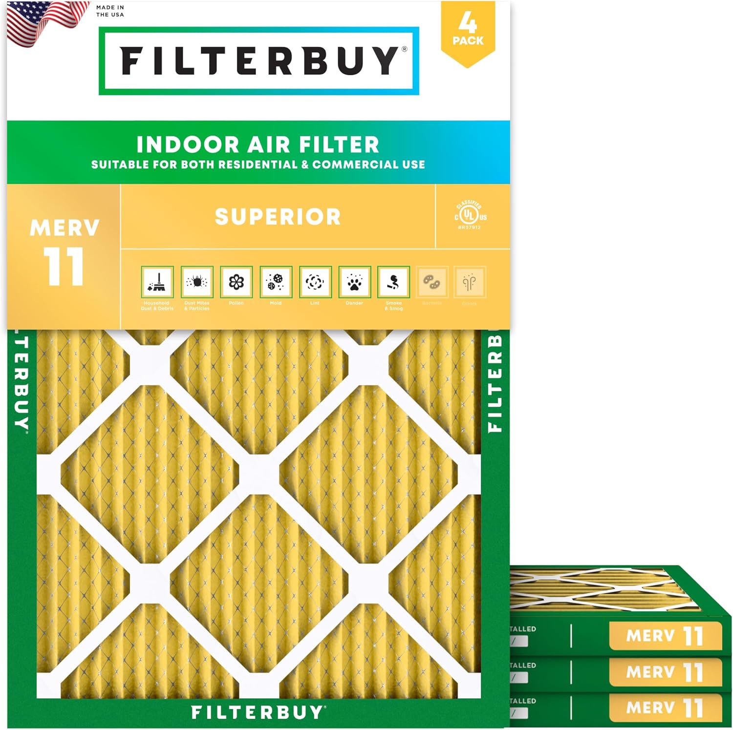 Filterbuy 16x18x1 Air Filter MERV 11 for Pet and Allergy Defense